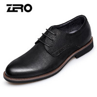 零度(ZERO)男英伦商务正装时尚系带舒适柔软休闲皮鞋 B83330 黑色 39偏大一码