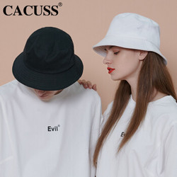 CACUSS PM006-C帽子男女防紫外线棉质渔夫帽简约潮流情侣遮阳帽 黑色 大号