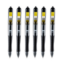 3M 695-BK 标签中性笔 0.5mm 6支装 黑笔黄标