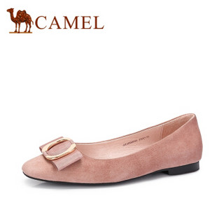 CAMEL 骆驼 时尚系列 女士 优雅简约金属扣圆头浅口单鞋 A83898600 粉色 36