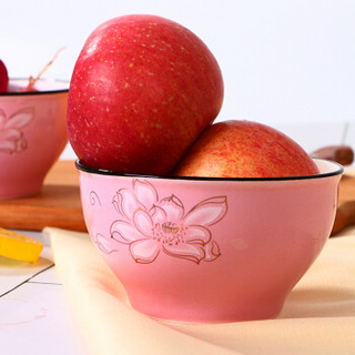 敏杨 陶瓷碗碗具饭碗汤碗家用餐碗日式微波炉碗2只装5英寸粉色马卡龙釉