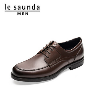 莱尔斯丹 le saunda 正装鞋 商务男士圆头系带粗跟 LS 9TM55701 深咖色 38