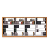 金经金属双面图书馆书架档案架钢制图书架书店展示架转印木纹色一列四组5层