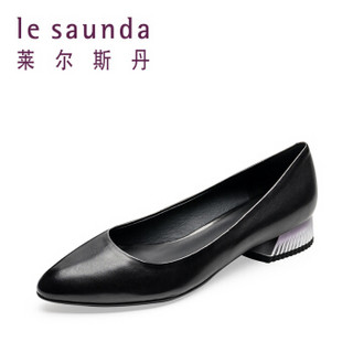 le saunda 莱尔斯丹 单鞋女 通勤百搭圆头套脚粗跟低跟 LS 9T27301 黑色 36