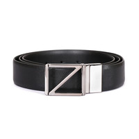 Ermenegildo ZegnaZ Zegna 杰尼亚 奢侈品 18秋冬新款 男士黑色皮革Z字头板扣双面皮带腰带 BSFNA5 603B NER 120