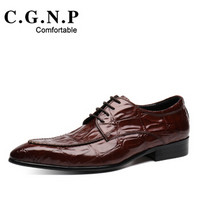 C.G.N.P 村哥牛皮 男士商务正装系带英伦休闲皮鞋 CB9182108