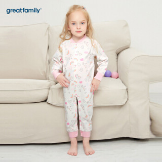 歌瑞家（greatfamily）双面布连体衣婴儿对襟长袖女宝宝纯棉连身衣 粉色73cm