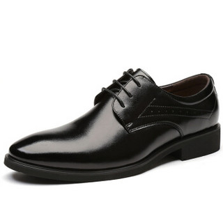 OKKO英伦牛皮商务正装低帮休闲男士系带皮鞋  C713 黑色 44码