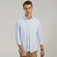 佐丹奴（Giordano） 男装衬衫 衬衫修身长袖休闲衬衫01048091  09白/蓝色 中码(170/96A)