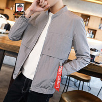 AEMAPE/美国苹果 夹克男士薄款青年外套立领夹克衫棒球服潮流时尚男装 PJ78 灰色 3XL