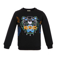 KENZO KIDS 高田贤三 奢侈品童装 男童黑色棉纤圆领虎头图案长袖加绒卫衣 KM15548 29 4A/4岁/104