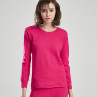 HEISION 海之宁 中老年女款秋衣秋裤套装全棉秋冬季棉毛衫贴身防寒保暖衬衣衬裤妈妈款 3202-1 圆领玫红 L码