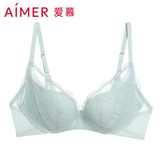 Aimer 爱慕 内衣爱链3/4无托中厚模杯文胸无钢圈网纱V型小胸聚拢调整型女士胸罩 AM171801 淡绿色 B75