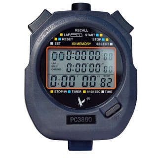 天福 多功能秒表计时器闹钟电子户外运动裁判田径跑步比赛专用记忆三排60道PC3860