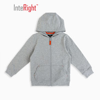 INTERIGHT男女童卫衣 连帽拉链开衫棉弹力毛圈外套 灰色 110码