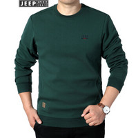 吉普(JEEP)卫衣男圆领套头加绒保暖休闲上衣2019春季新品男装11845615014 绿色 2XL