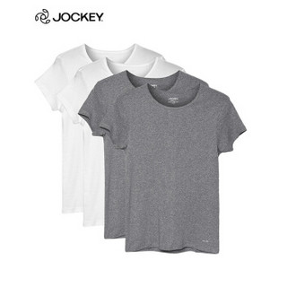 居可衣（JOCKEY）男士运动T恤短袖棉质舒适透气打底背心纯色吸汗4件装 E512灰2白 L