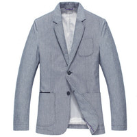 北极绒(Bejirong)男士亚麻西服韩版修身薄款休闲西装单西男 JJ2162417A 浅蓝 175/L