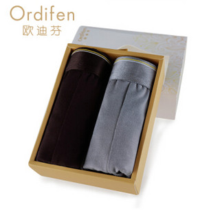 ordifen 欧迪芬 男士内裤新款透气莫代尔运动平角裤2条组合装 XK7A09 粉暗灰+奇异紫 L