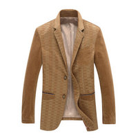 北极绒(Bejirong)男士休闲西服商务外套修身型压花小西装男 MDX15-386 棕黄 185/XXL