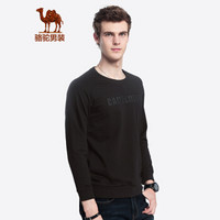 骆驼（CAMEL）男装 青年套头圆领长袖上衣微弹字母休闲卫衣D8Q265289黑色_3XL