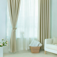 锦色华年我的天空 欧式纯色窗帘成品 遮光帘客厅卧室窗帘布 午后黄(挂钩式) 3米宽*2.6米高一片