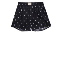 GIORDANO 佐丹奴 内衣男式内裤 棉质印花大裤衩平底四角裤 011771390019604 96黑色3 加大码 (180/90A)