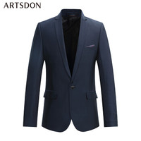 阿仕顿 西服套装男士修身商务正装礼服纯色职业西装EG10393 蓝色 175上衣32裤子