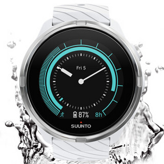 SUUNTO 颂拓 SUUNTO 9系列 精英版 智能手表 50mm 银色 不锈钢表盘 硅胶表带 白色 (GPS、北斗）