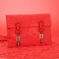 唐绣（TONSILK）创意丝绸万元布艺红包袋新年过年春节结婚庆用品婚礼利是封K061-3富贵花