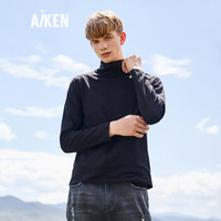 Aiken爱肯森马旗下品牌2018秋季男装长袖T恤AK318011201黑色XL