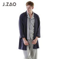 J.ZAO   男士奥黛尔弹力小毛圈居家服睡袍 藏青色 M(170/88A)