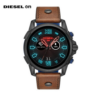 迪赛（Diesel）手表 男款48mm黑表盘黑边皮带GPS触摸屏多功能充电男士手表 DZT2009