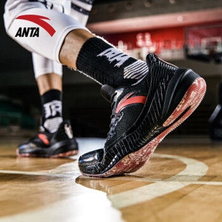ANTA 安踏 低帮球鞋 KT系列 新品篮球战靴 运动鞋男 11831110R 黑/大学红/银 6.5(男39)