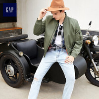 Gap旗舰店 男装飞行员短款夹克棒球棉服外套 308617 军绿色 185/104A(L)