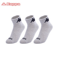 kappa 卡帕袜子女士时尚个性船袜短袜运动袜KP8W20（3双装）浅灰3双 均码