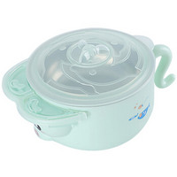 十月结晶 婴儿不锈钢 儿童餐具吸盘碗注水保温碗 绿色