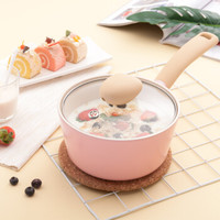 佑福来 NEOFLAM Retro单柄陶瓷奶锅不粘锅 宝宝辅食锅煮面煮粥热奶锅小汤锅复底电磁炉通用EC-RD-S18I-P-G粉色18CM