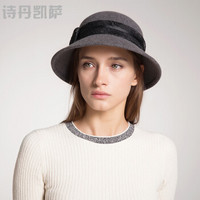 诗丹凯萨礼帽女士冬季时尚保暖圆顶羊毛呢帽 FW290004 混灰色 55cm-57cm