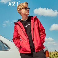 A21 秋季新品男装连帽长袖纯色百搭外套时尚字母印花潮流风衣 4831114010 枣红 165/80A/S