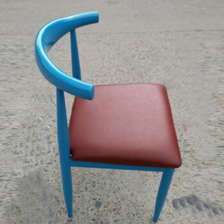 卡奈登  餐厅椅子创意酒店餐厅椅子 LOFT咖啡厅甜品店休闲牛角椅 复古铁艺餐椅 XLY-95 蓝色