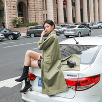 BANDALY 2019夏季新款女装新品风衣女中长款学生bf港风宽松过膝外套 zx1359-2238 军绿色 L