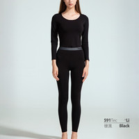 螃蟹秘密 保暖内衣套装女 秋衣秋裤女士保暖 圆领棉质莫代尔 SBN-W591Tec-04 时尚 锂黑 L