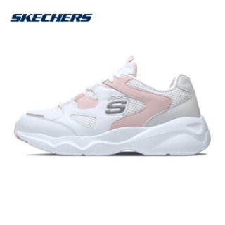 SKECHERS 斯凯奇 熊猫休闲鞋 女款厚底复古拼接时尚 88888129-WLPK 白色/浅粉红色 35