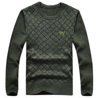 吉普盾 毛衣男针织衫圆领休闲套头打底衫 D9302 黑色 XL