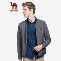 骆驼（CAMEL）男装 青年时尚韩版休闲纯色立领商务夹克外套男D8F245534暗灰XXL