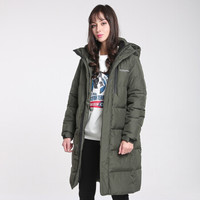 intercrew羽绒服女2018冬季韩版男女同款简约时尚休闲中长款连帽加厚羽绒服女 ITR4UD37W 卡其 90/M