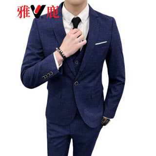 雅鹿 西服套装男2018秋冬新款男士商务正装聚会婚礼西服套装 CG-1668 蓝色（三件套） 4XL外套+马甲+36西裤