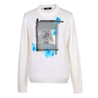 VERSACE 范思哲 奢侈品 男士白色羊毛圆领印花长袖毛衫 BU80404 BK01079 B1001