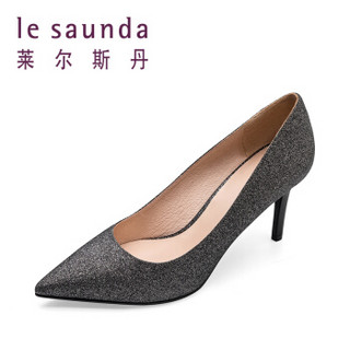 le saunda 莱尔斯丹 时尚优雅性感尖头套脚跟高跟女单鞋 LS 9T79901 深灰色 36